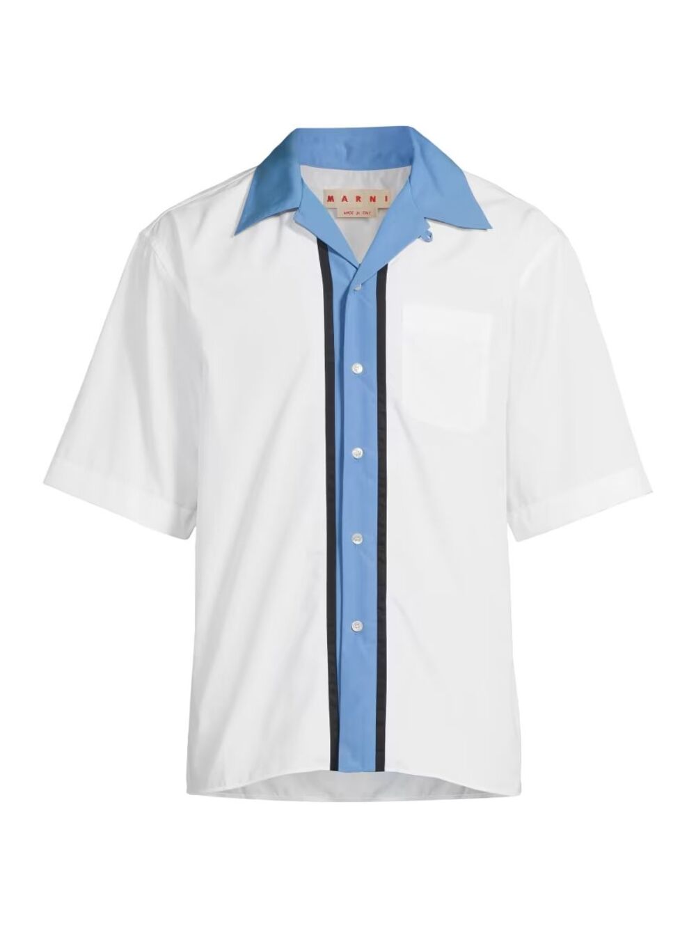 MARNI Button Up Shirt Mens Size 50 White Blue Stripe Organic Cotton Poplin $750